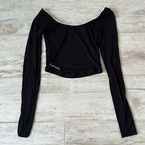 Off the Shoulder Cropped Long Sleeve Top